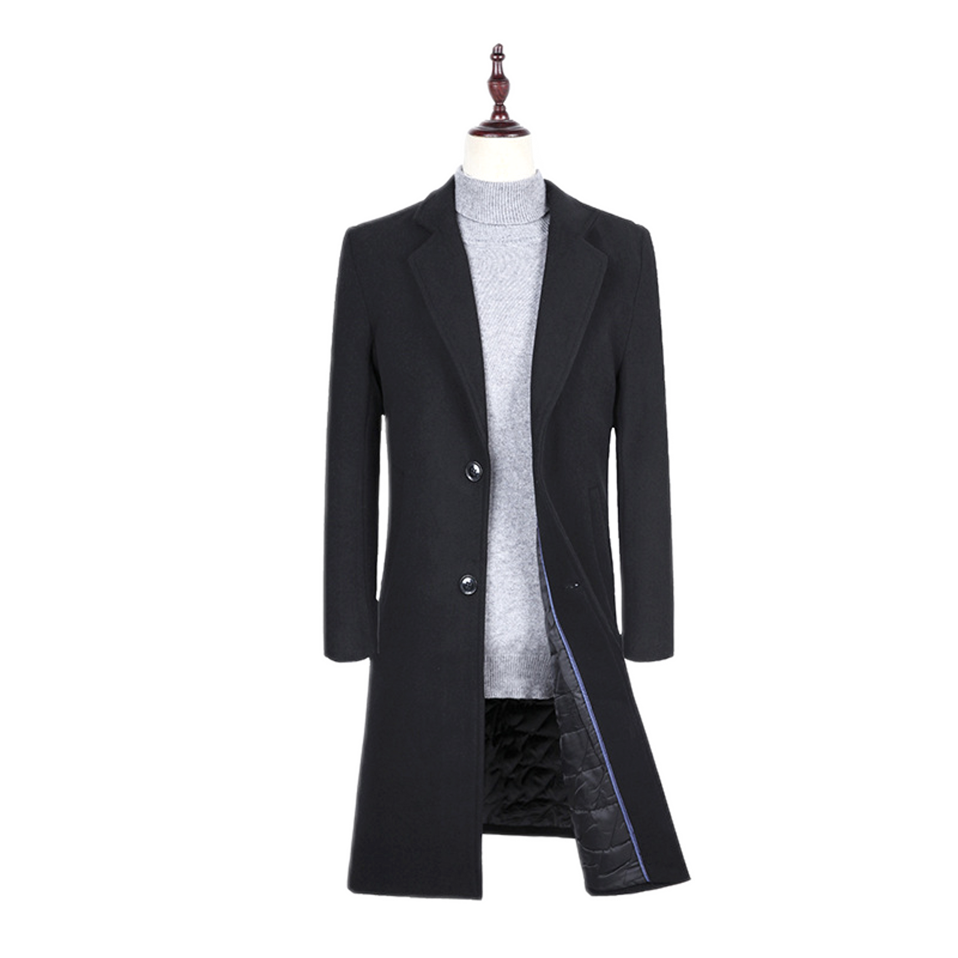Chaqueta de lana hombre color negro, trench