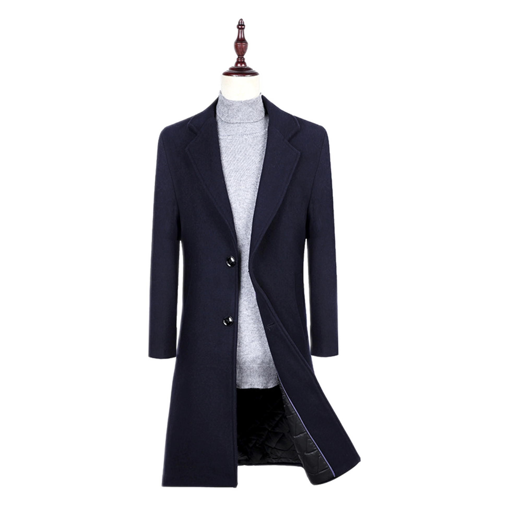 Chaqueta de lana hombre color azul marino, trench