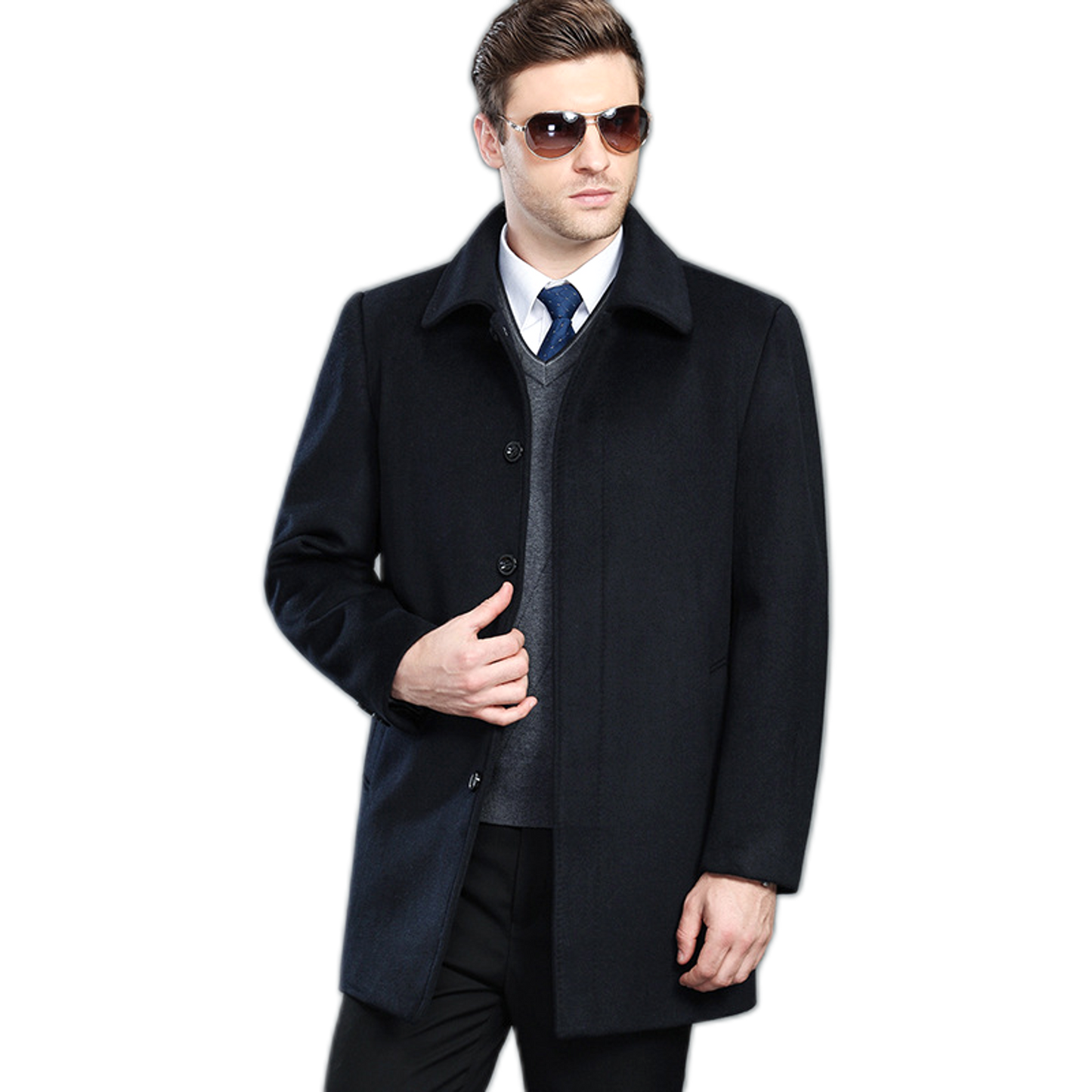 Blazer de cashmere hombre color negro azulado