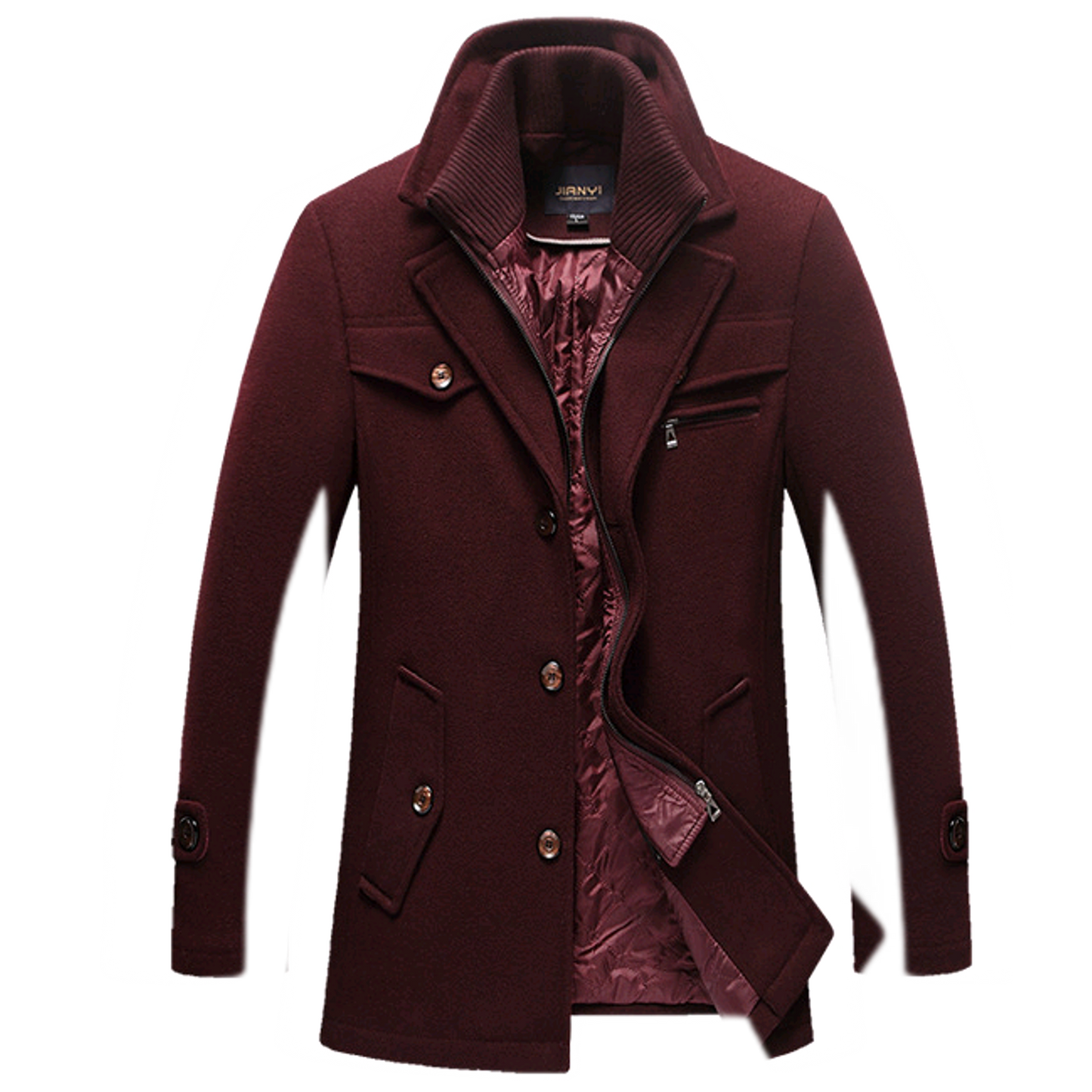 Chaqueta de lana hombre color rojo vino
