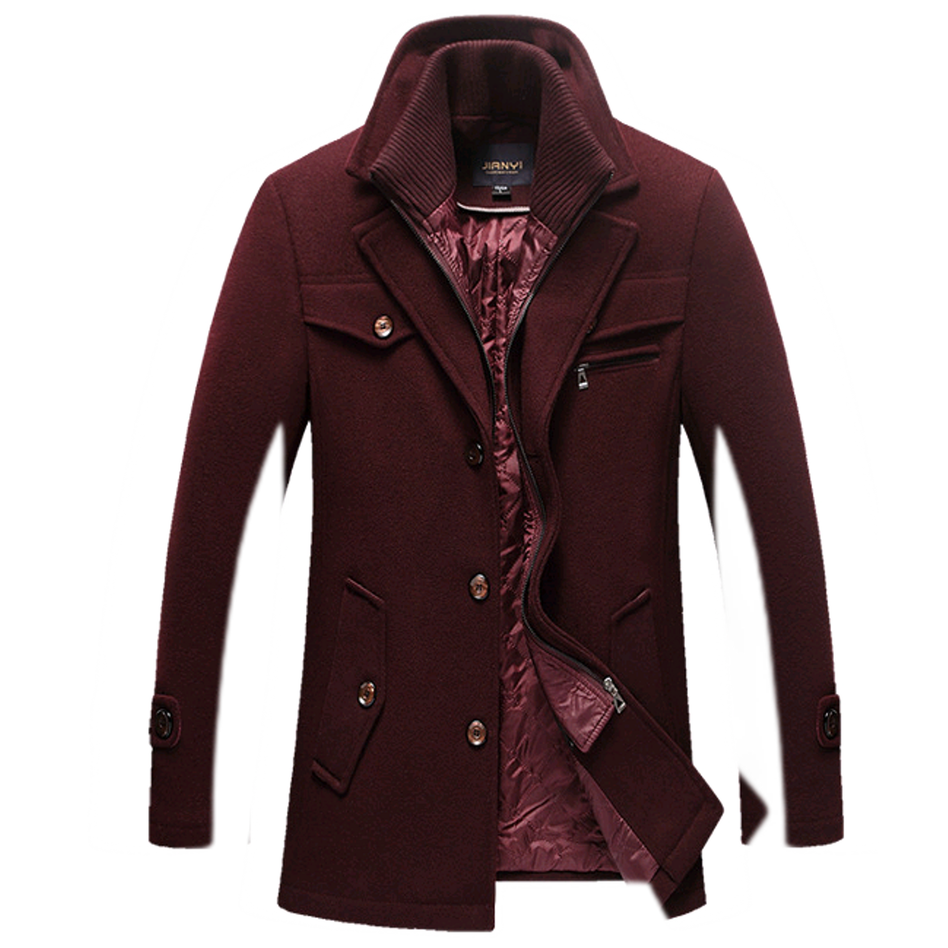 Chaqueta de lana hombre color rojo vino