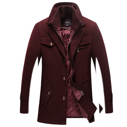 Chaqueta de lana hombre color rojo vino