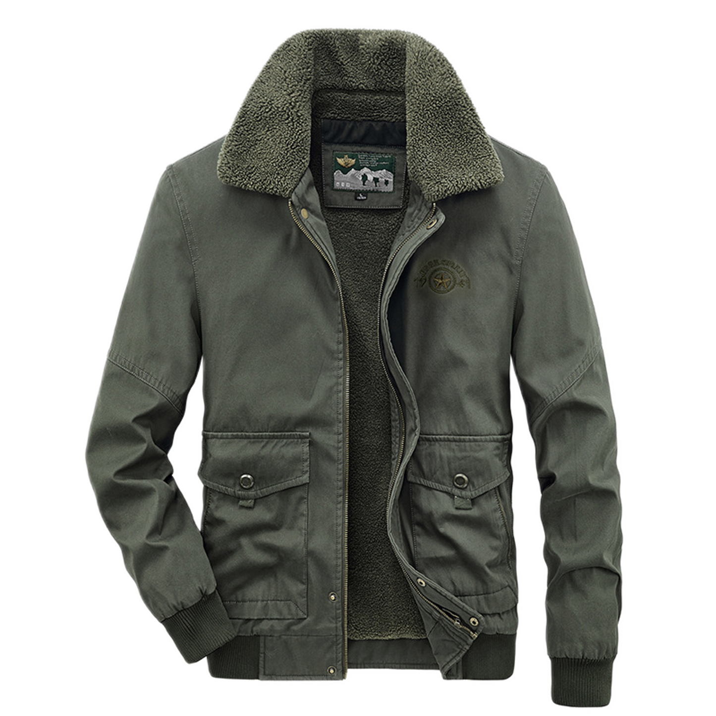 Chaqueta de algodón hombre color verde, con bolsillo