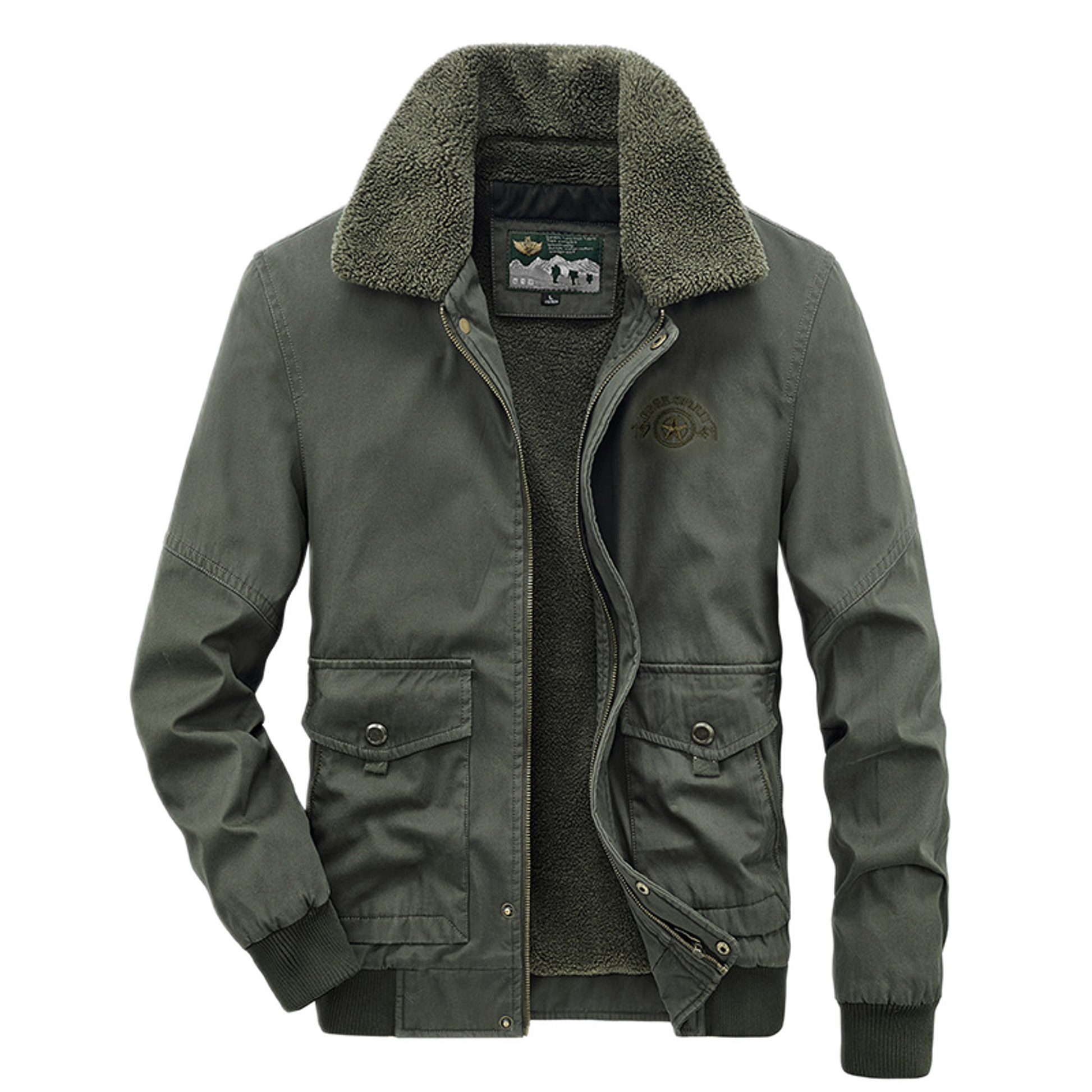 Chaqueta de algodón hombre color verde, con bolsillo
