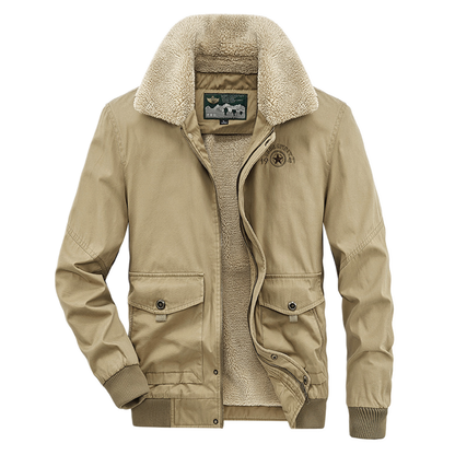 Chaqueta de algodón hombre color caqui, con bolsillo