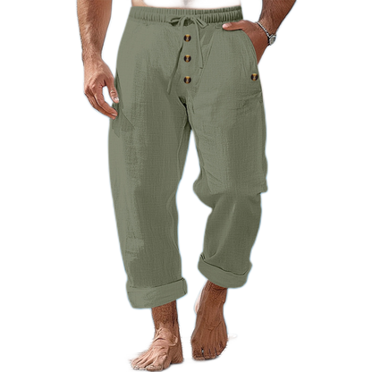 Pantalón de lino hombre color verde militar