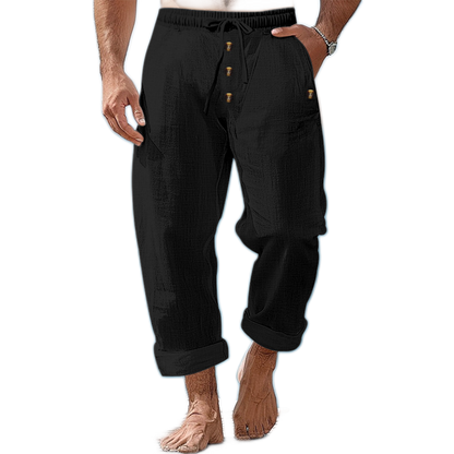 Pantalón de lino hombre color negro
