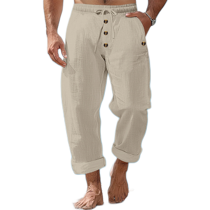 Pantalón de lino color caqui