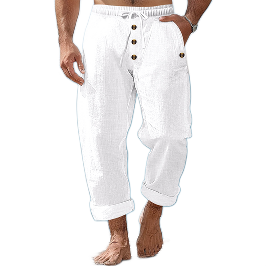 Pantalón de lino hombre, corte suelto