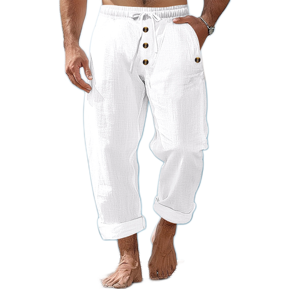 Pantalón de lino hombre corte suelto — pantalón del conjunto
