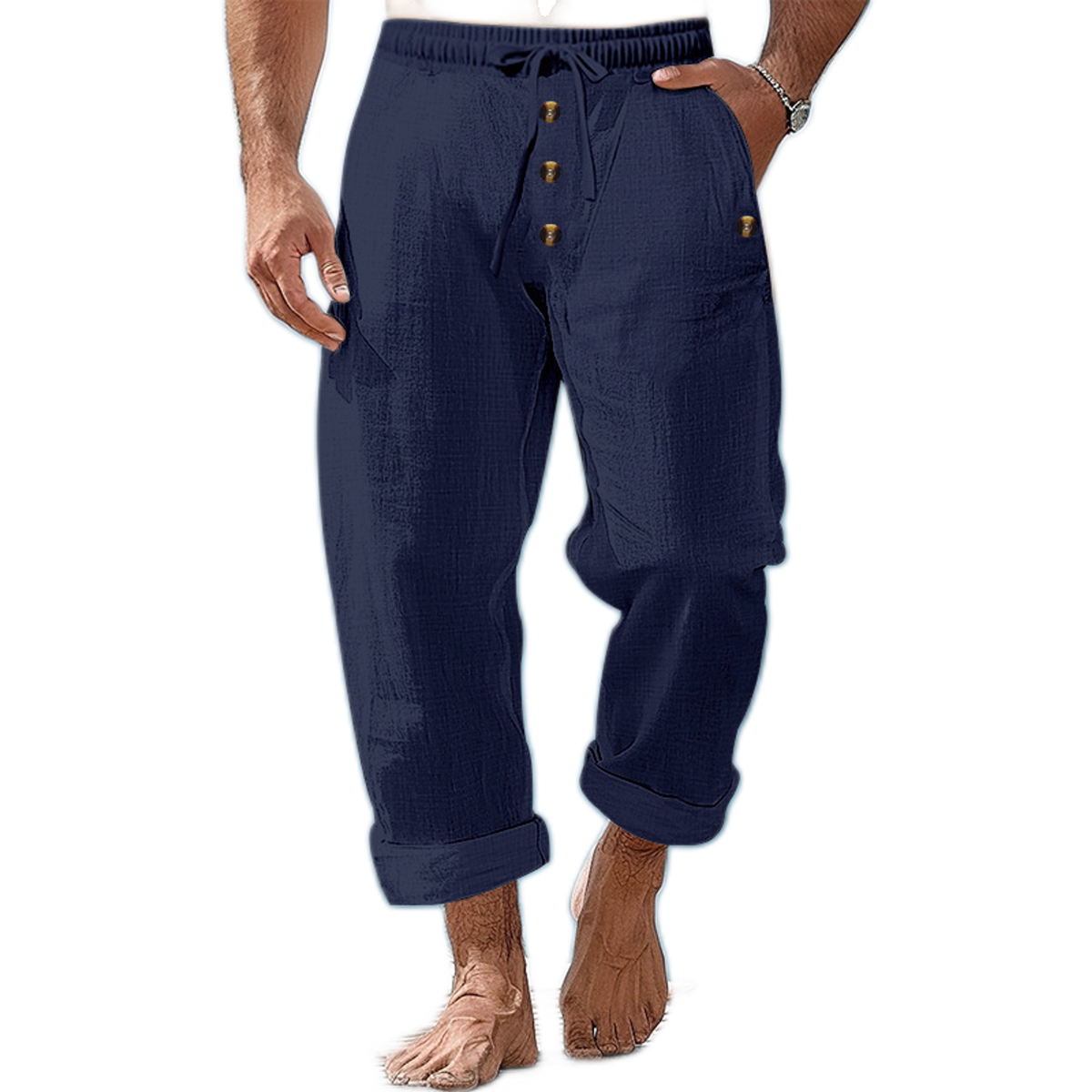 Pantalón de lino color azul marino