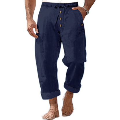 Pantalón de lino hombre color azul marino