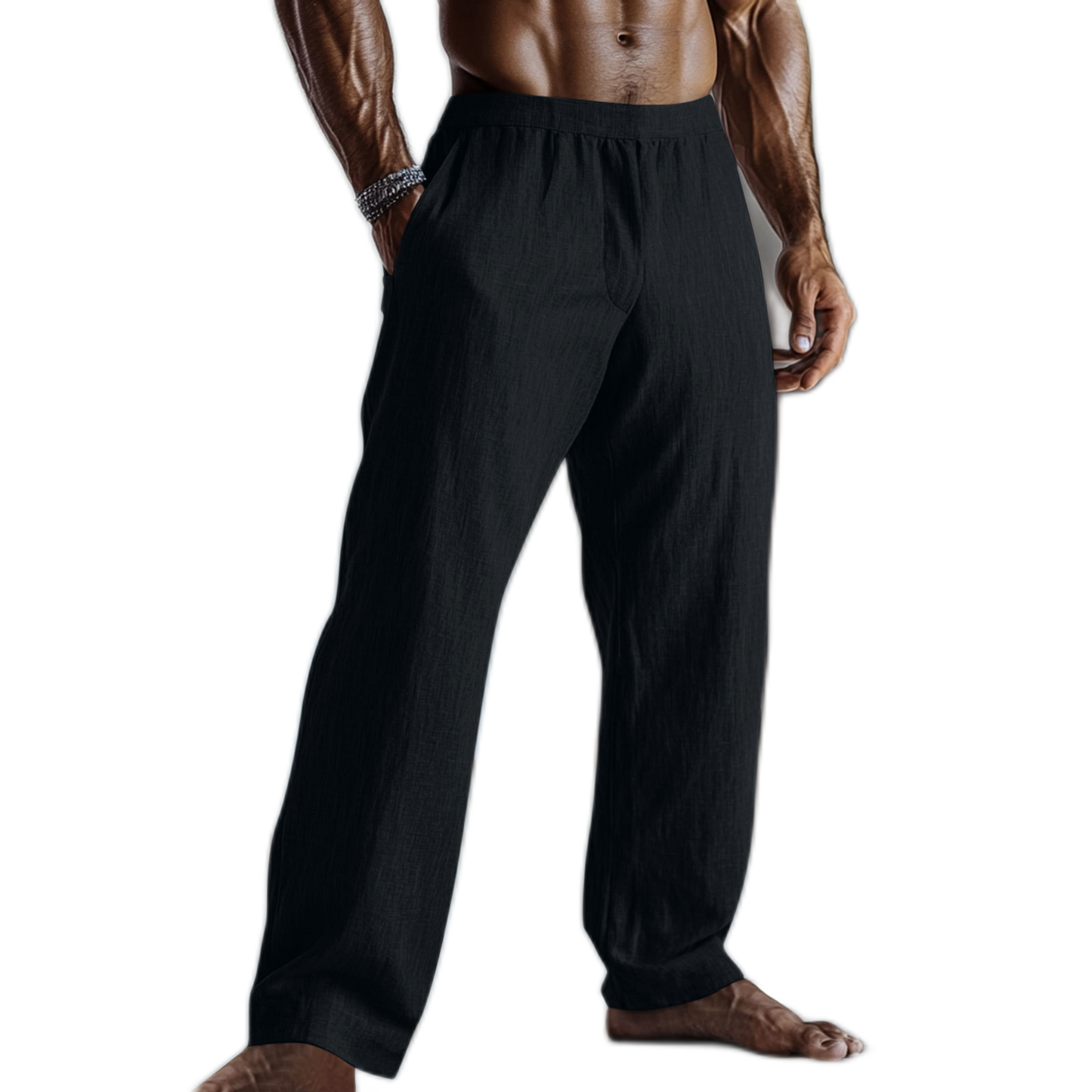 Pantalón de algodón hombre color negro, con bolsillo
