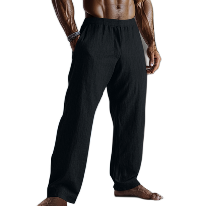 Pantalón de algodón hombre color negro, con bolsillo
