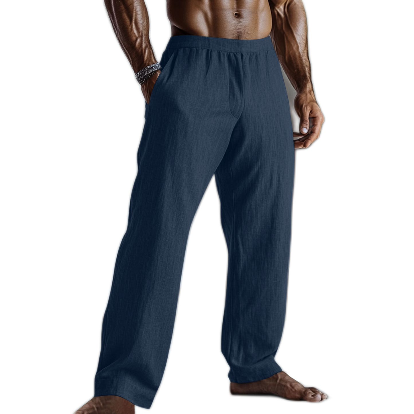 Pantalón de algodón hombre color azul oscuro, con bolsillo