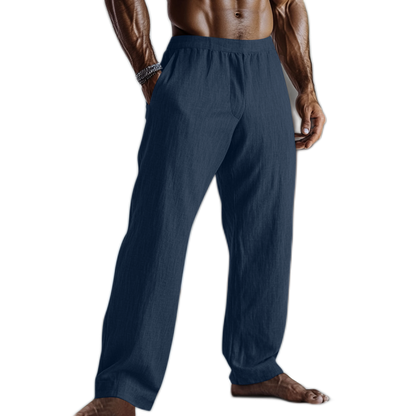 Pantalón de algodón hombre color azul oscuro, con bolsillo