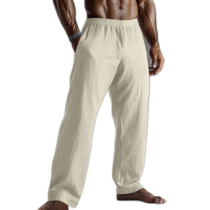 Pantalón de algodón hombre color albaricoque claro, con bolsillo