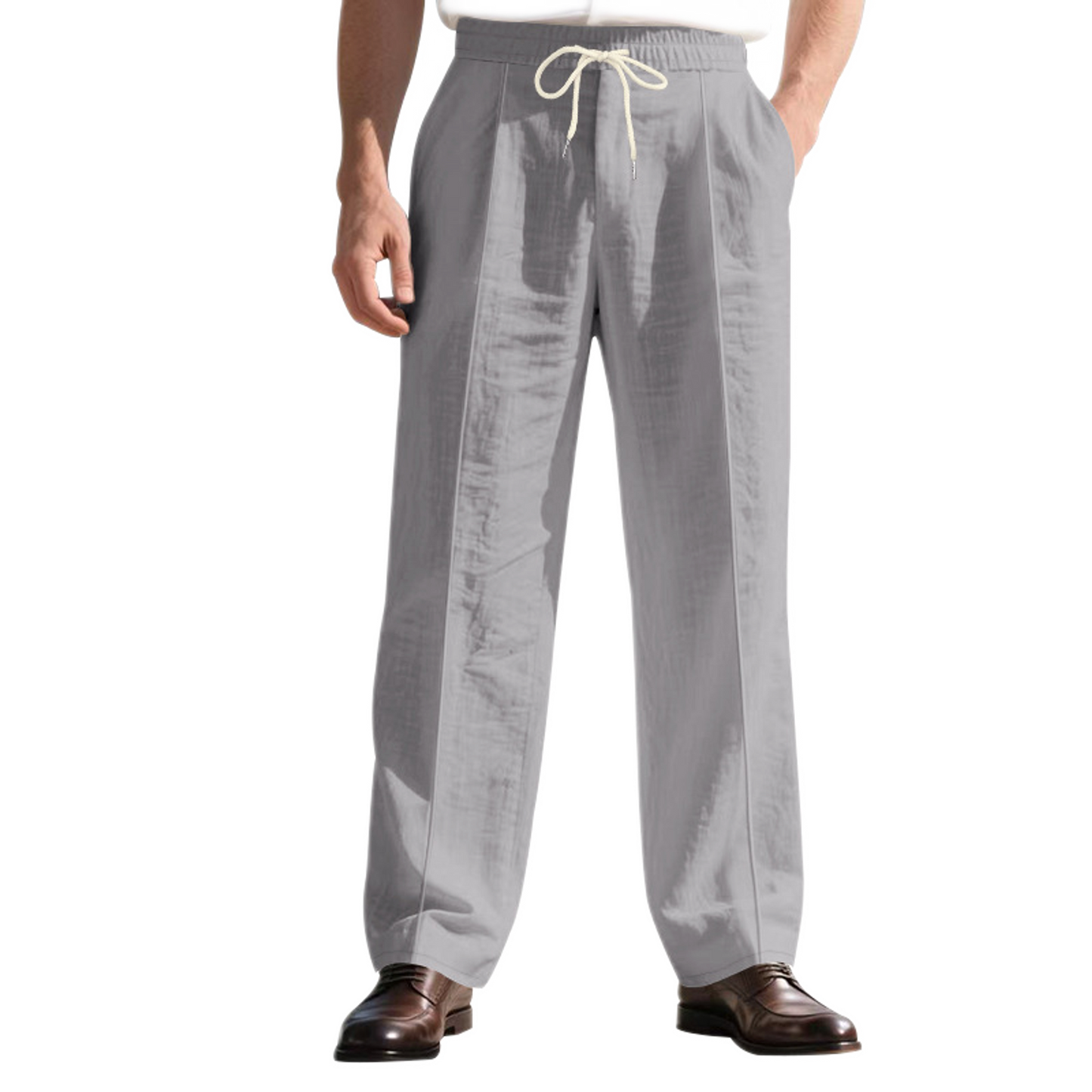 Pantalón de lino hombre, corte suelto