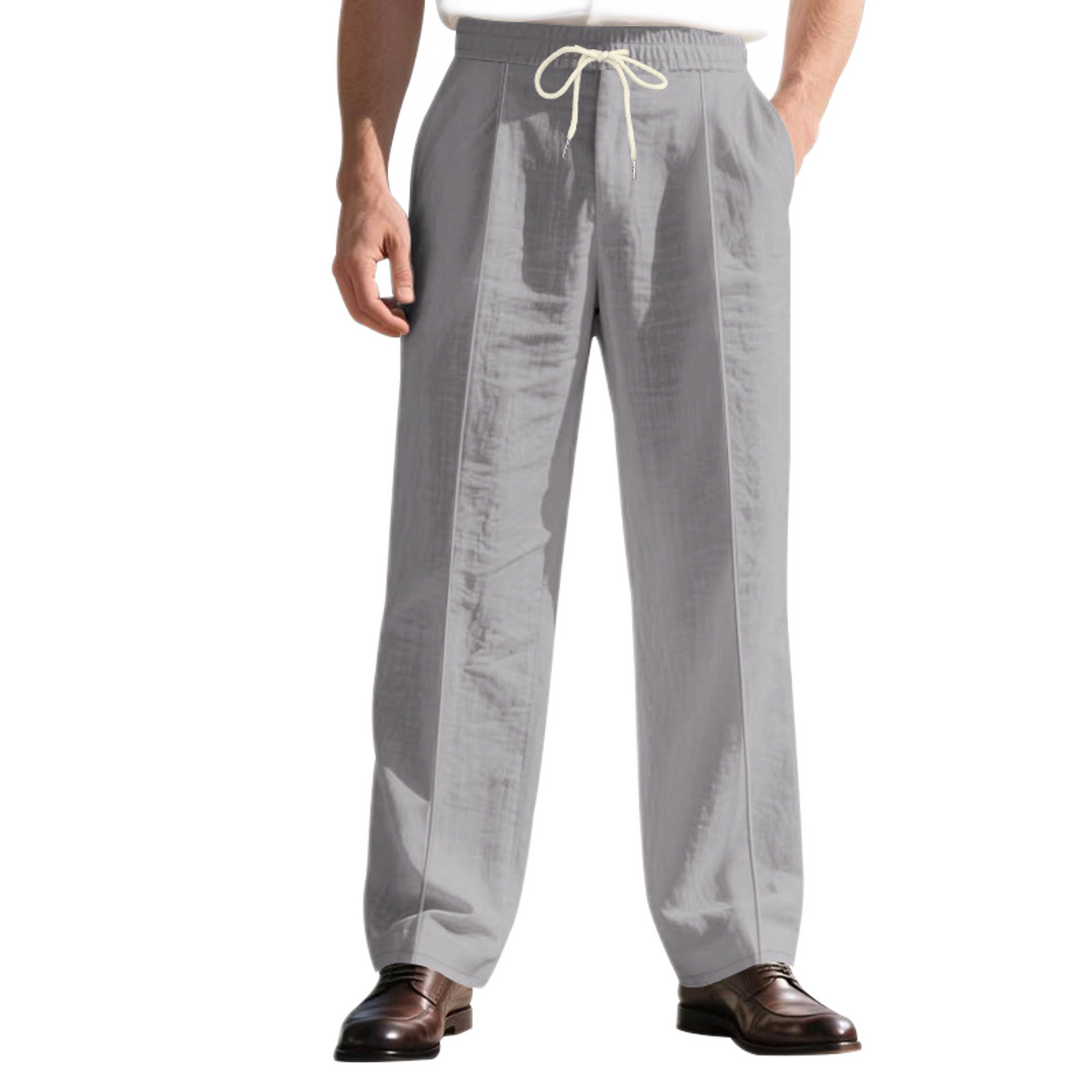 Pantalón de lino hombre, corte suelto