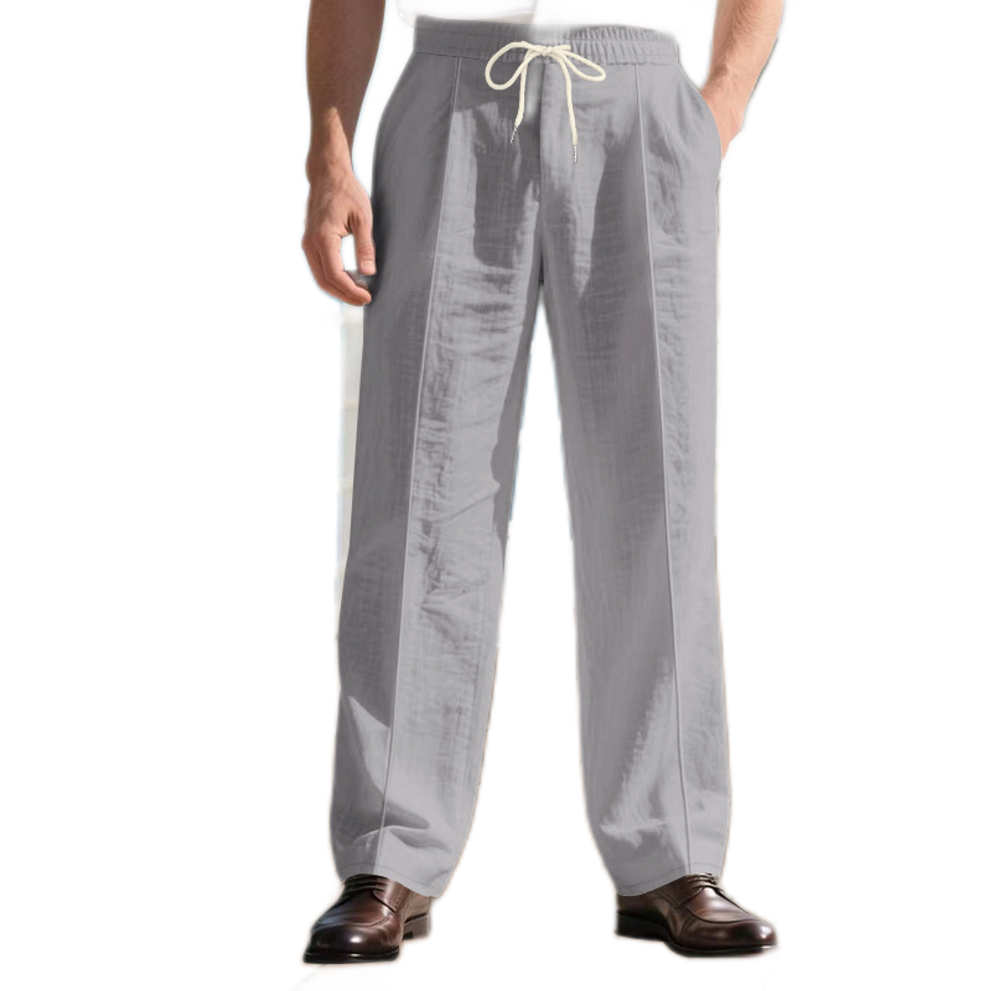 Pantalón de lino hombre color gris