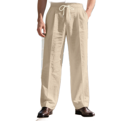 Pantalón de lino hombre color caqui