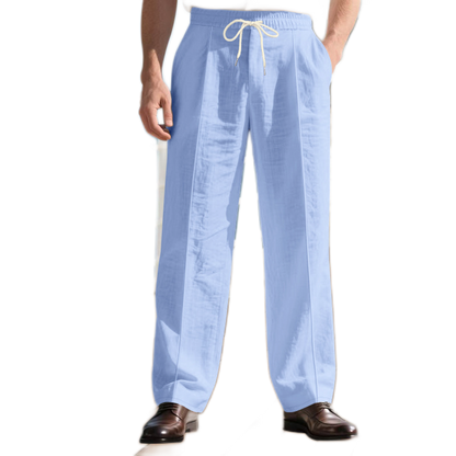 Pantalón de lino hombre color celeste
