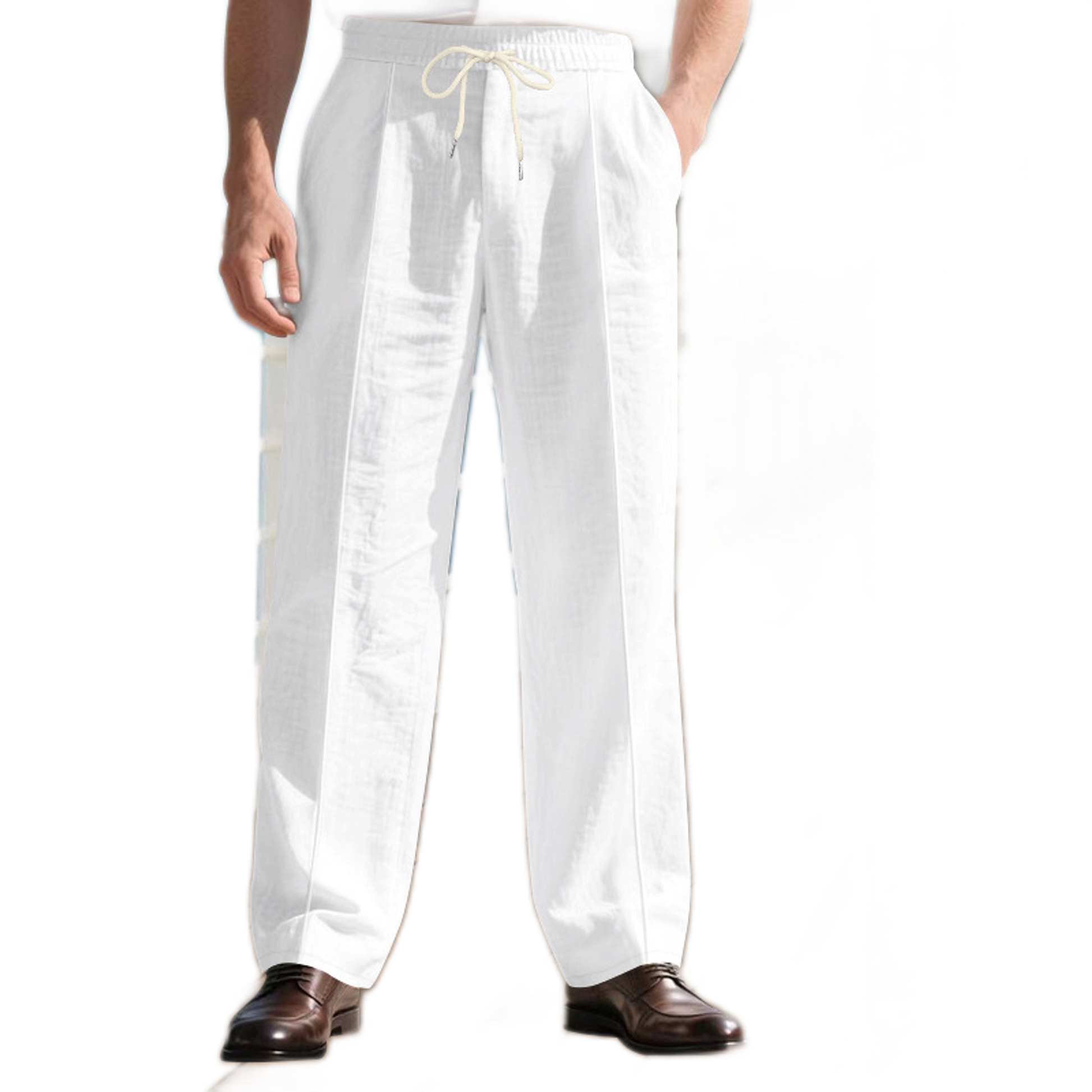 Pantalón de lino hombre, corte suelto