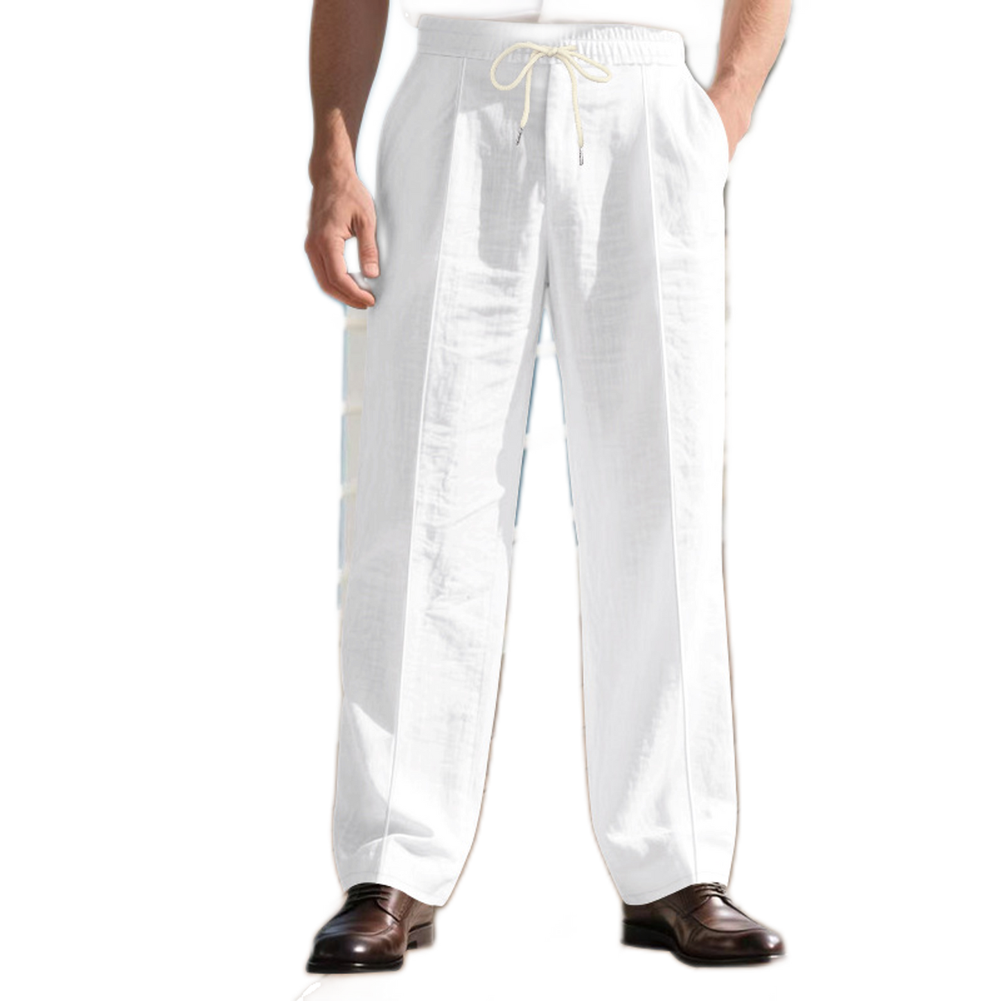 Pantalón de lino hombre color blanco