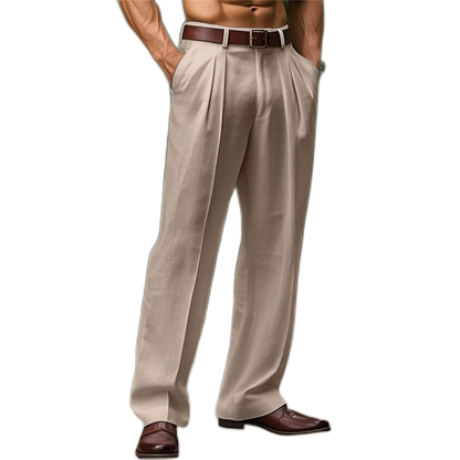 Pantalón de algodón hombre color caqui, con bolsillo