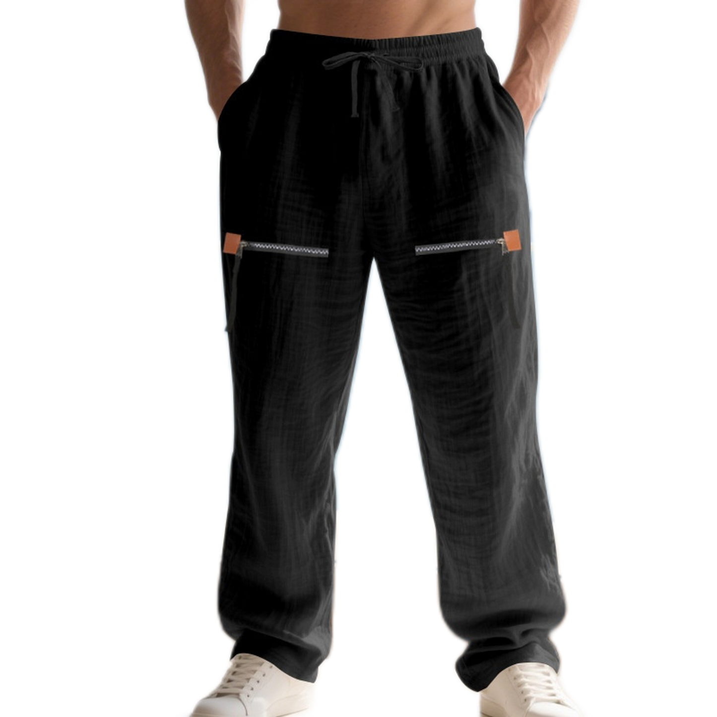 Pantalón de lino hombre color negro