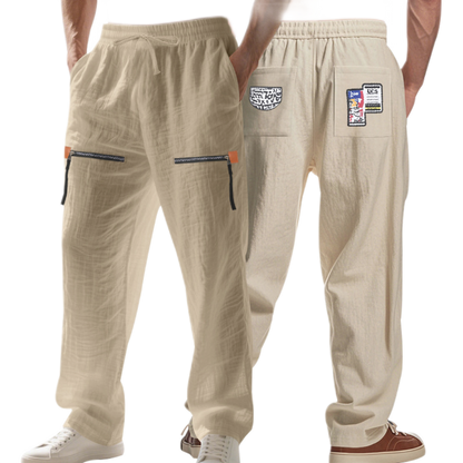 Pantalón de lino hombre, corte suelto