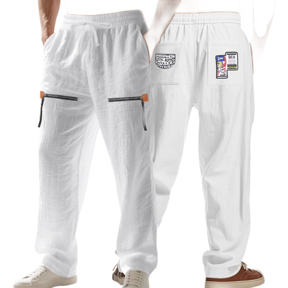 Pantalón de lino hombre, corte suelto