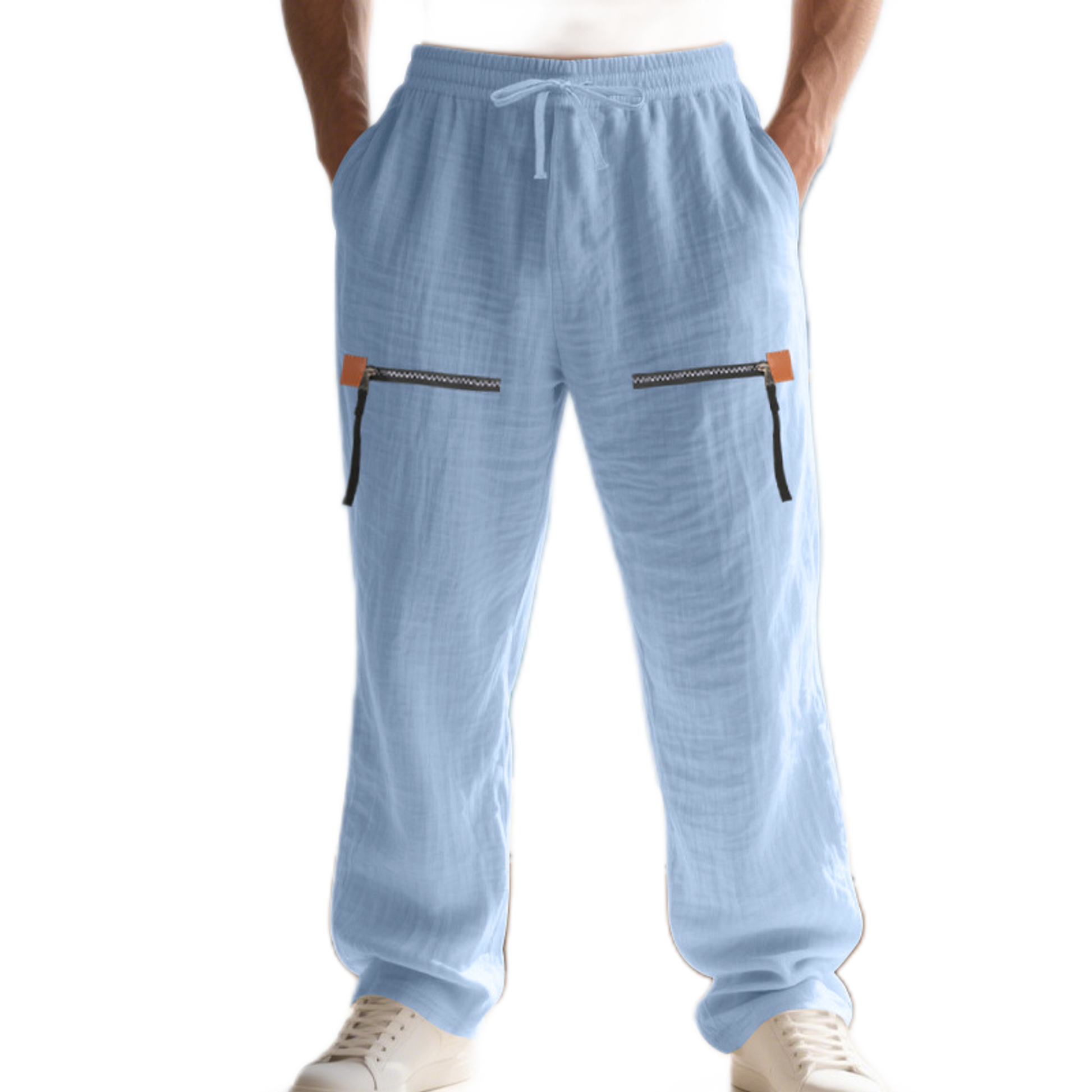 Pantalón de lino hombre color celeste