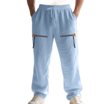 Pantalón de lino hombre color celeste