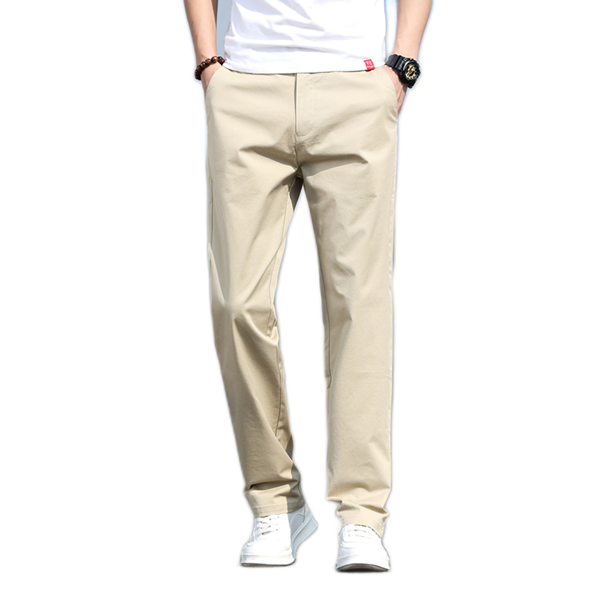 Pantalón de algodón hombre color caqui