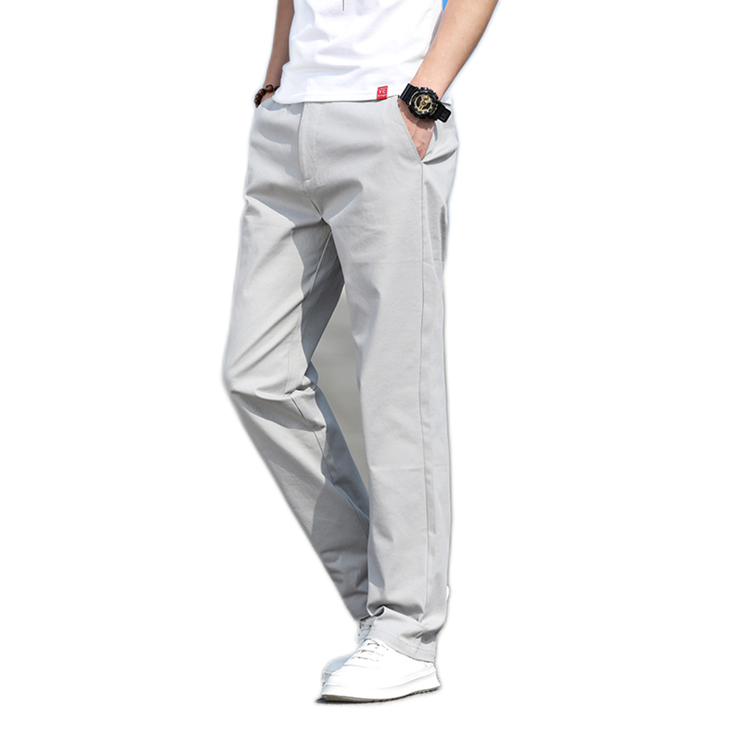 Pantalón de algodón hombre color gris claro
