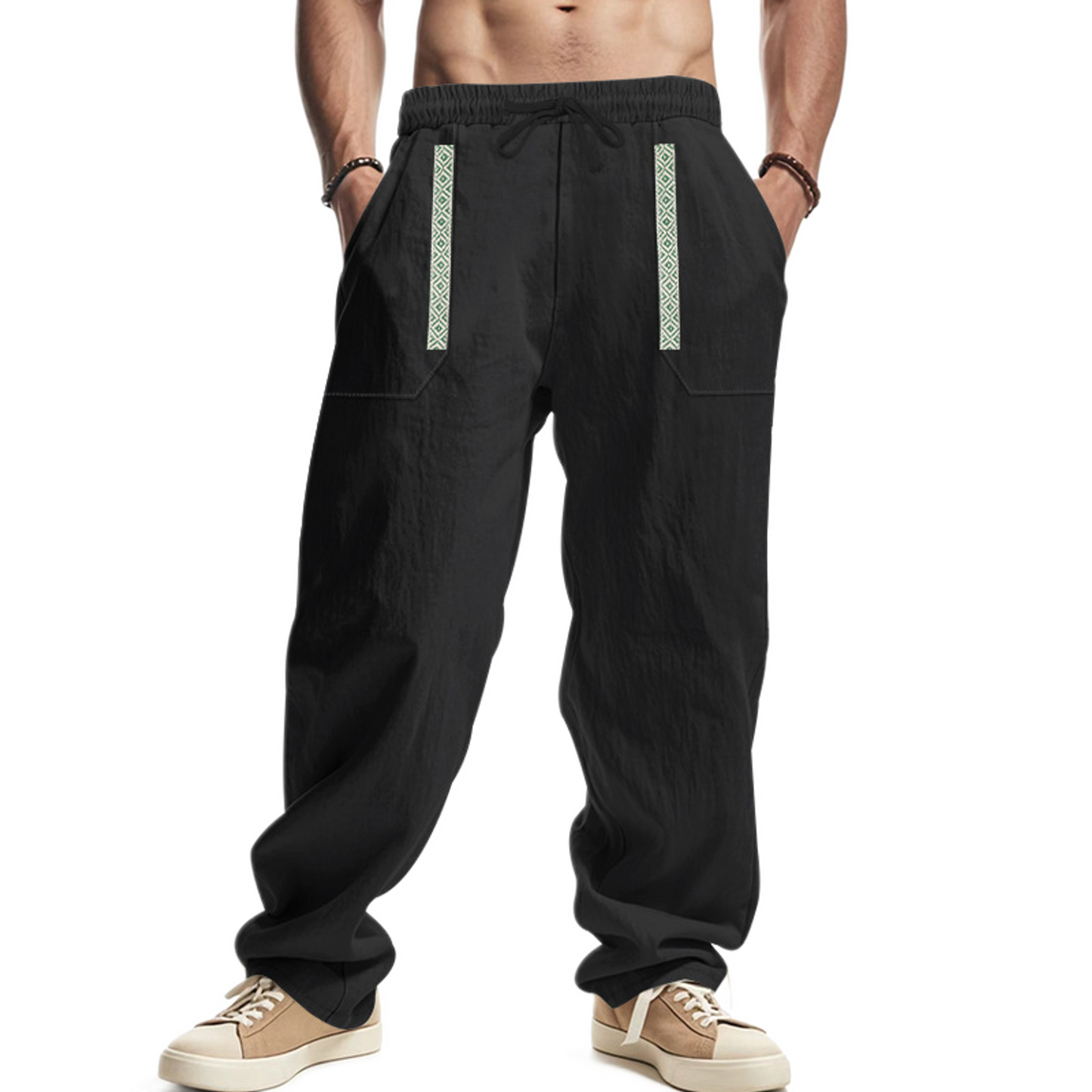 Pantalón de lino hombre, corte suelto
