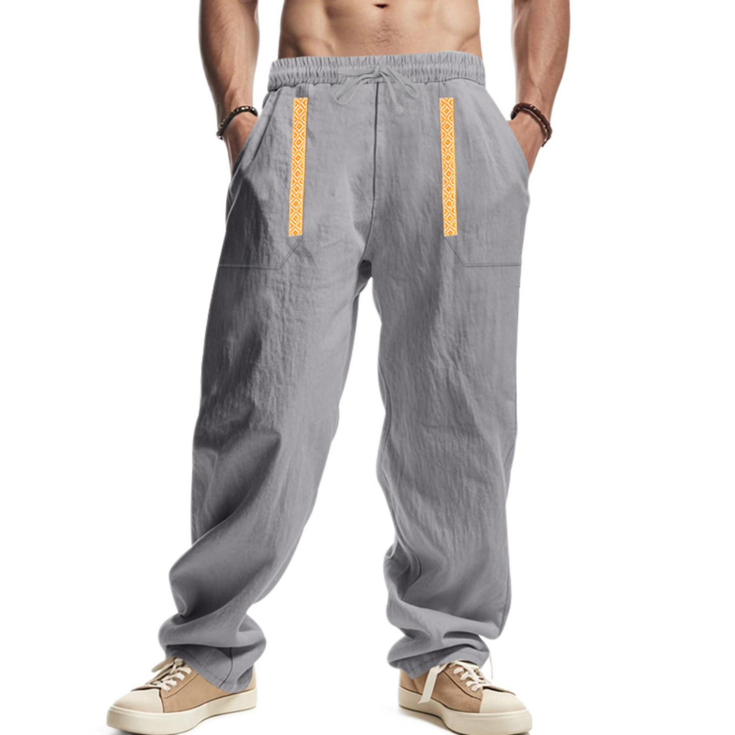 Pantalón de lino hombre color gris