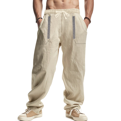 Pantalón de lino hombre color caqui
