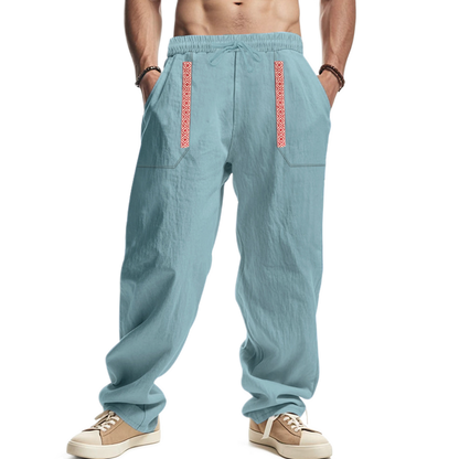 Pantalón de lino hombre color verde claro