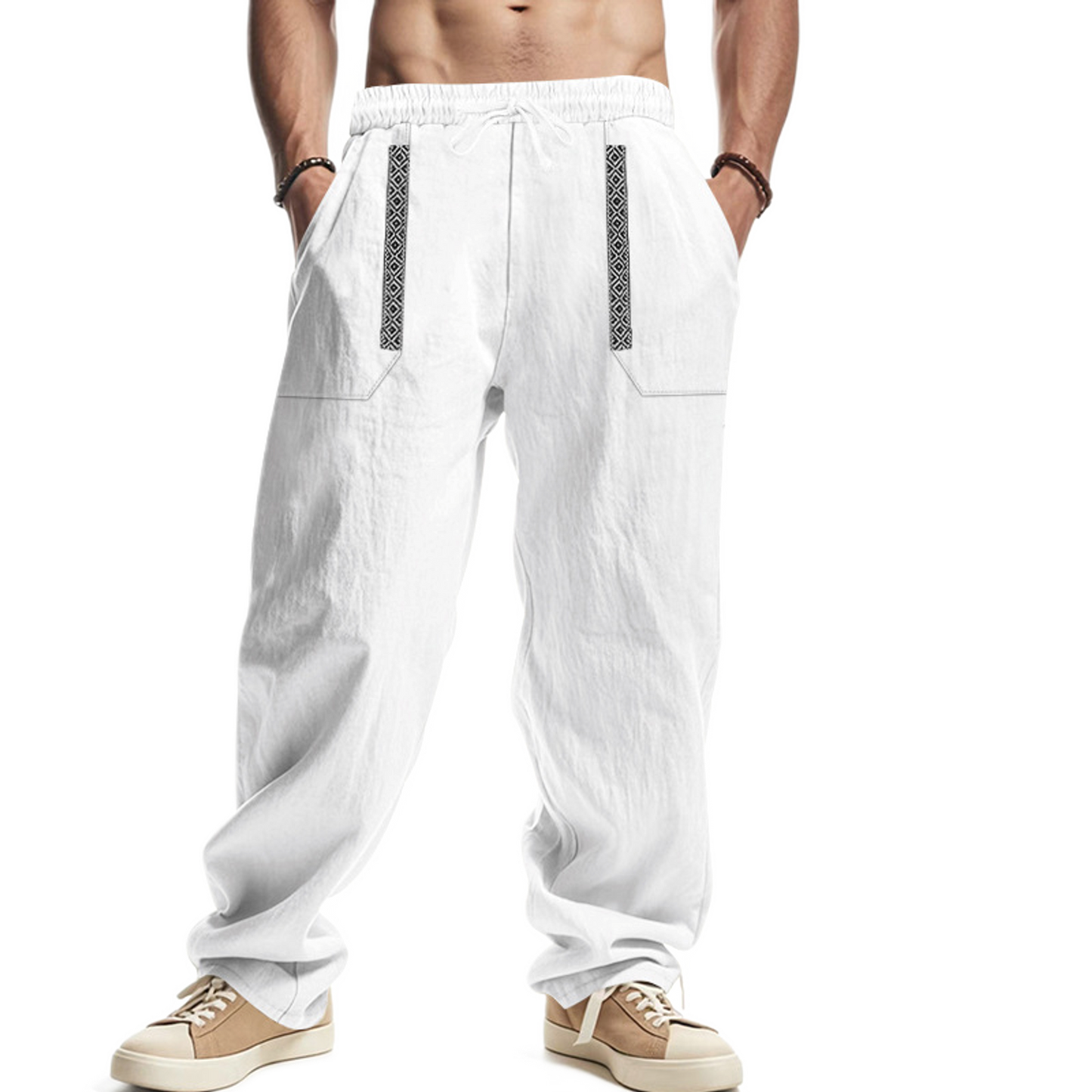 Pantalón de lino hombre, corte suelto