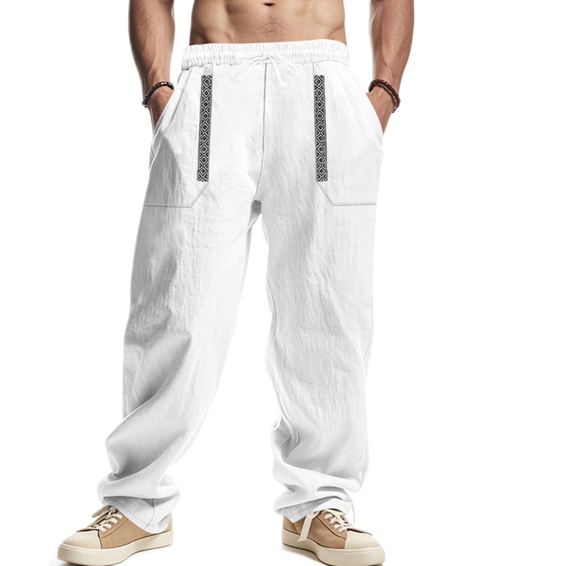 Pantalón de lino hombre, corte suelto