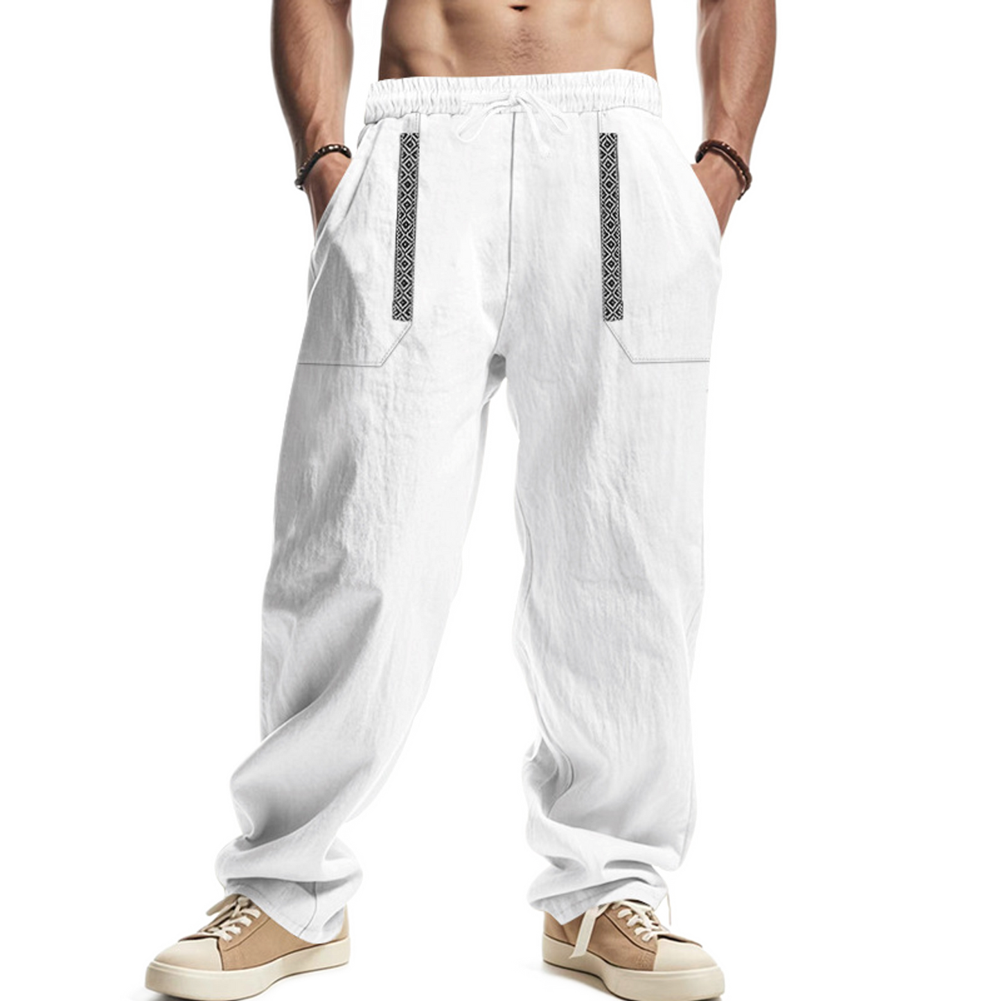 Pantalón de lino hombre color blanco