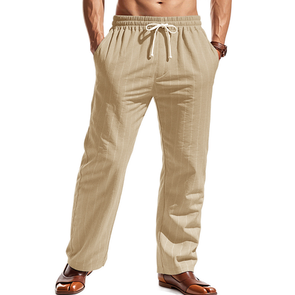 Pantalón de lino hombre color caqui