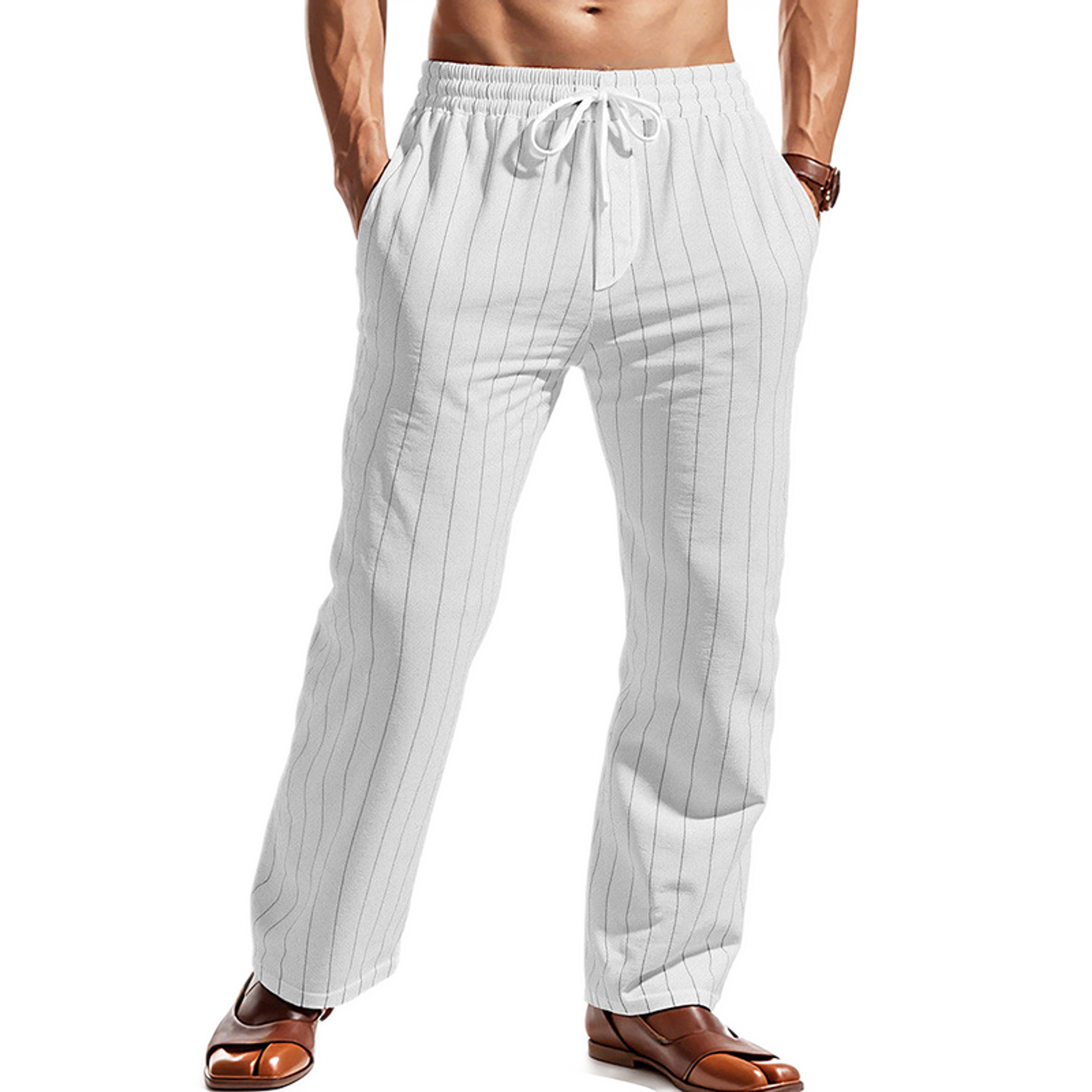 Pantalón de lino hombre color blanco