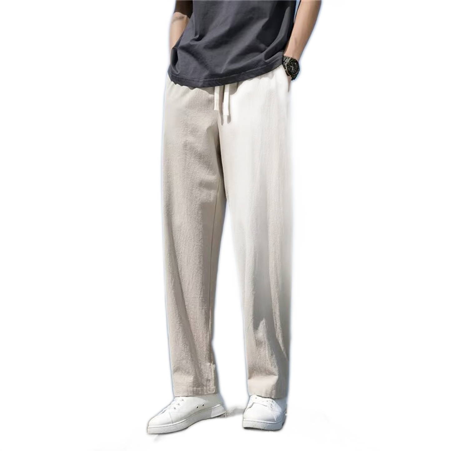 Pantalón de algodón hombre color albaricoque
