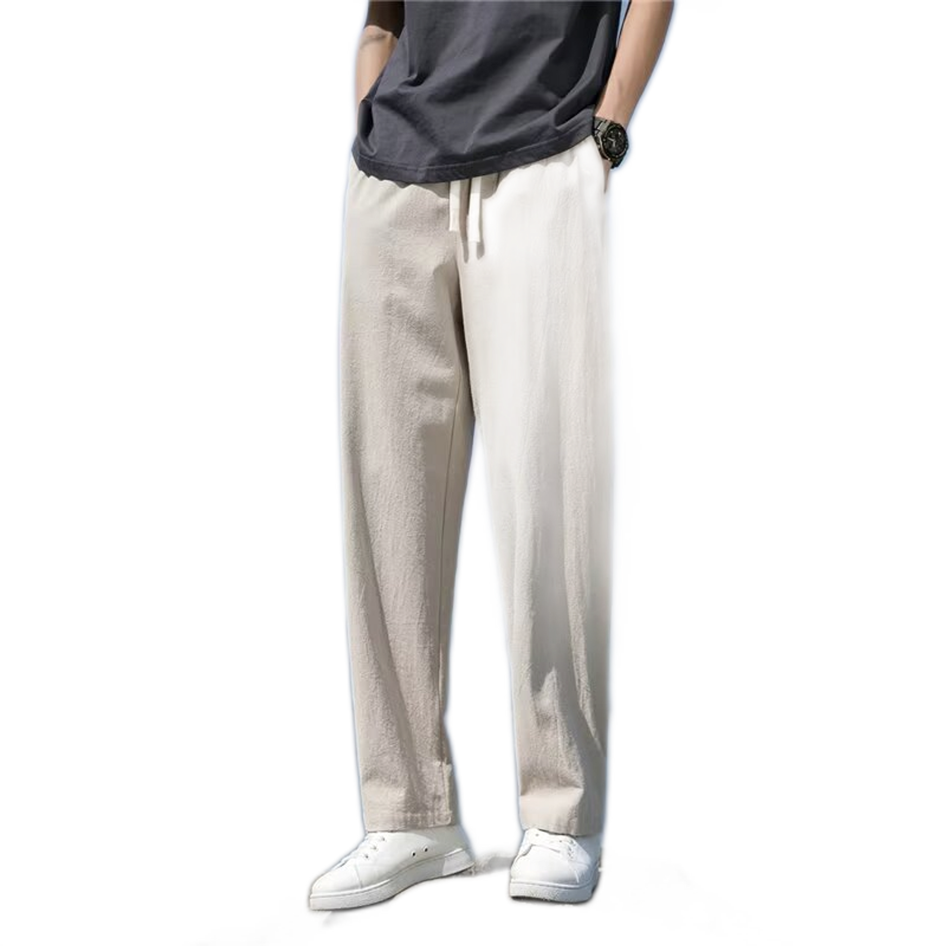 Pantalón de algodón hombre color albaricoque