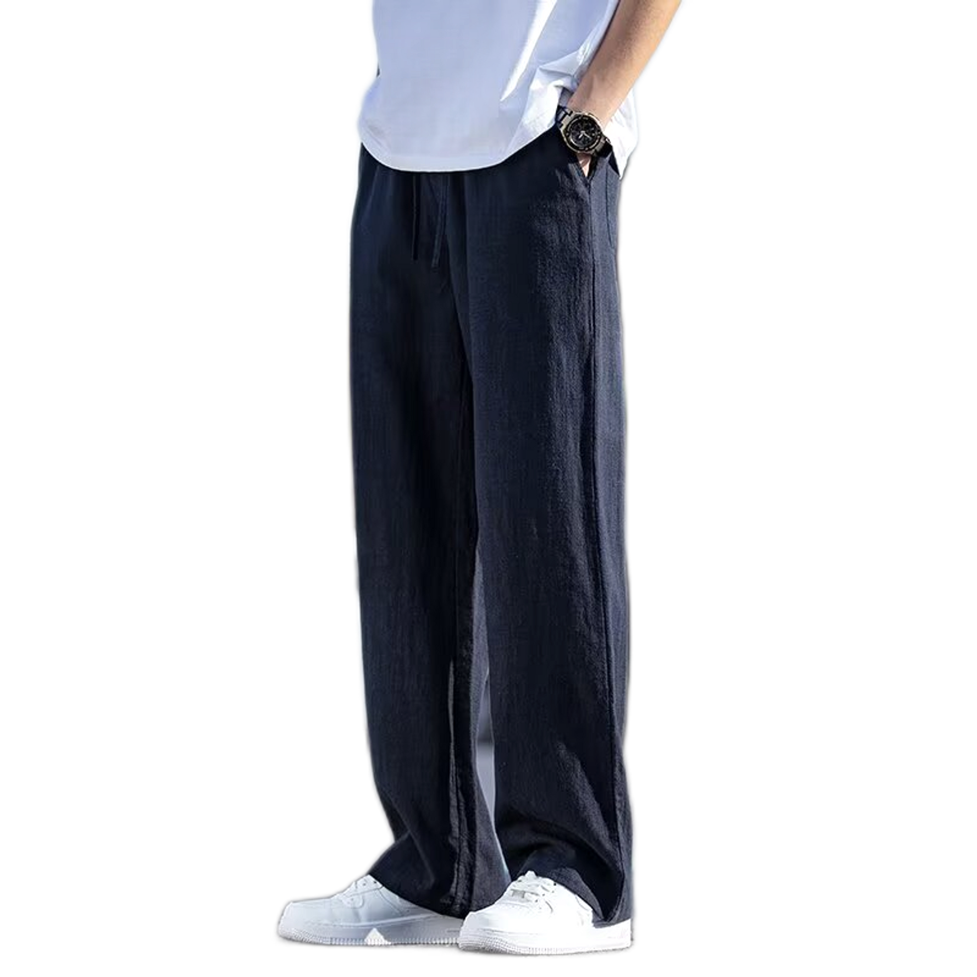 Pantalón de algodón hombre color azul marino