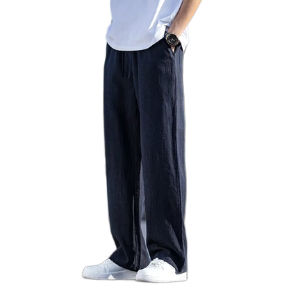 Pantalón de algodón hombre color azul marino