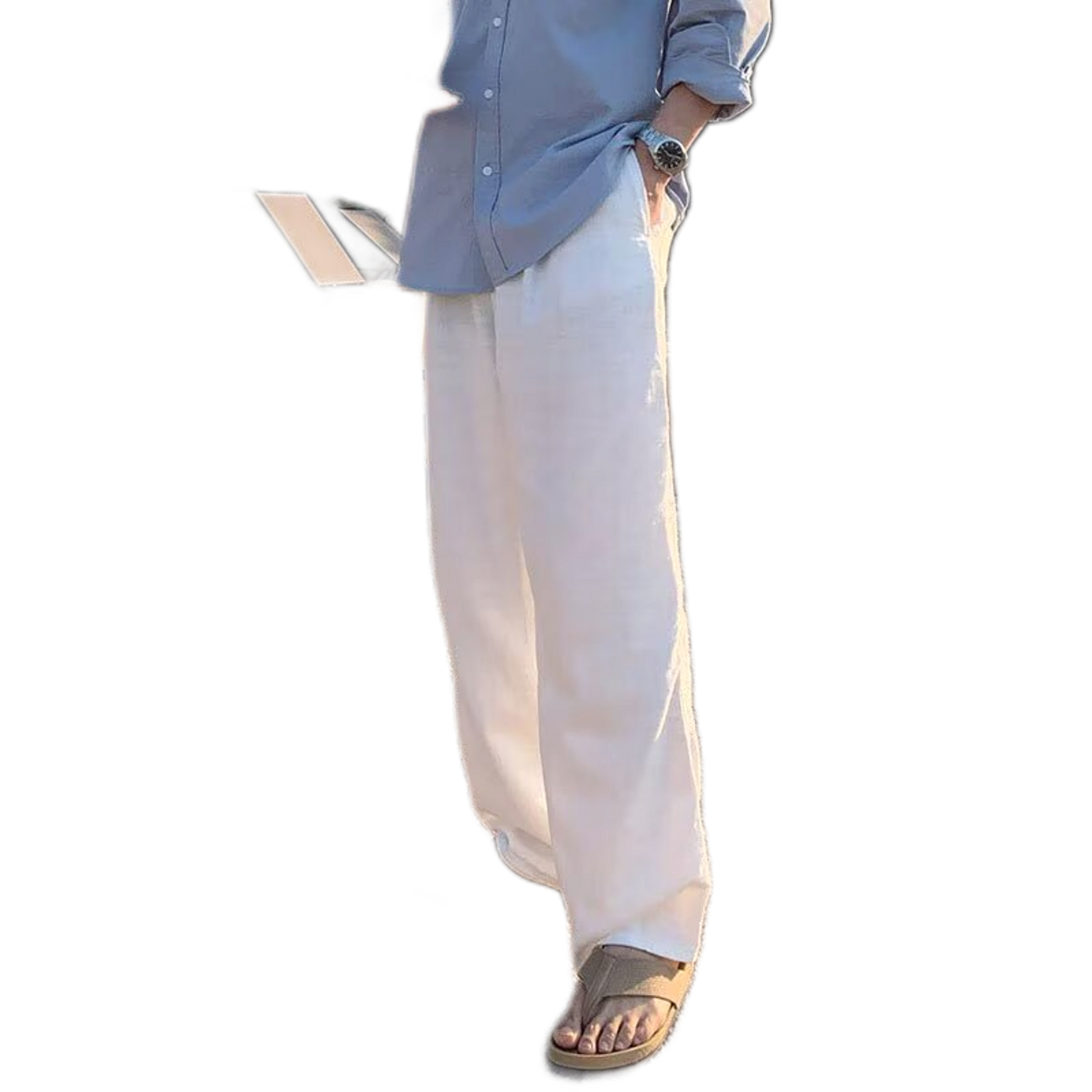 Pantalón de algodón hombre color blanco